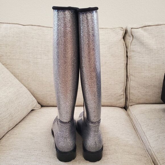 NEW! Melissa Thermal Seasonal Rainboot - size 6 in Silver Glitter - Picture 13 of 14